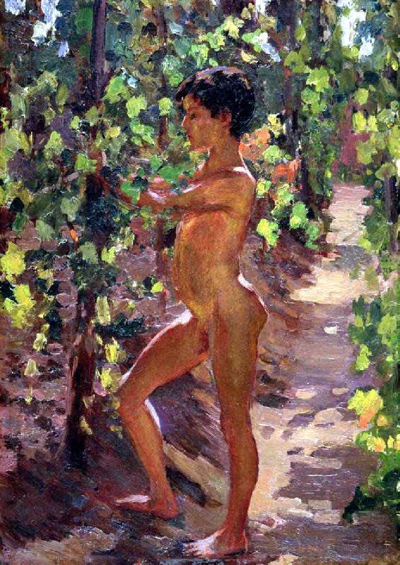 Carleton E.Watkins Study for Boys picking grapes at Capri France oil painting art